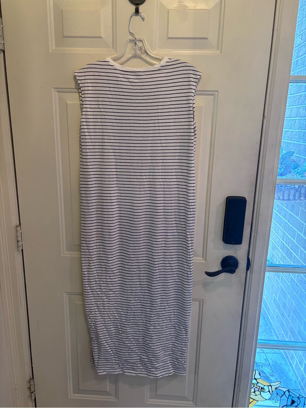 Old Navy Sleeveless Striped White & Navy Midi Dress - Picture 4 of 5